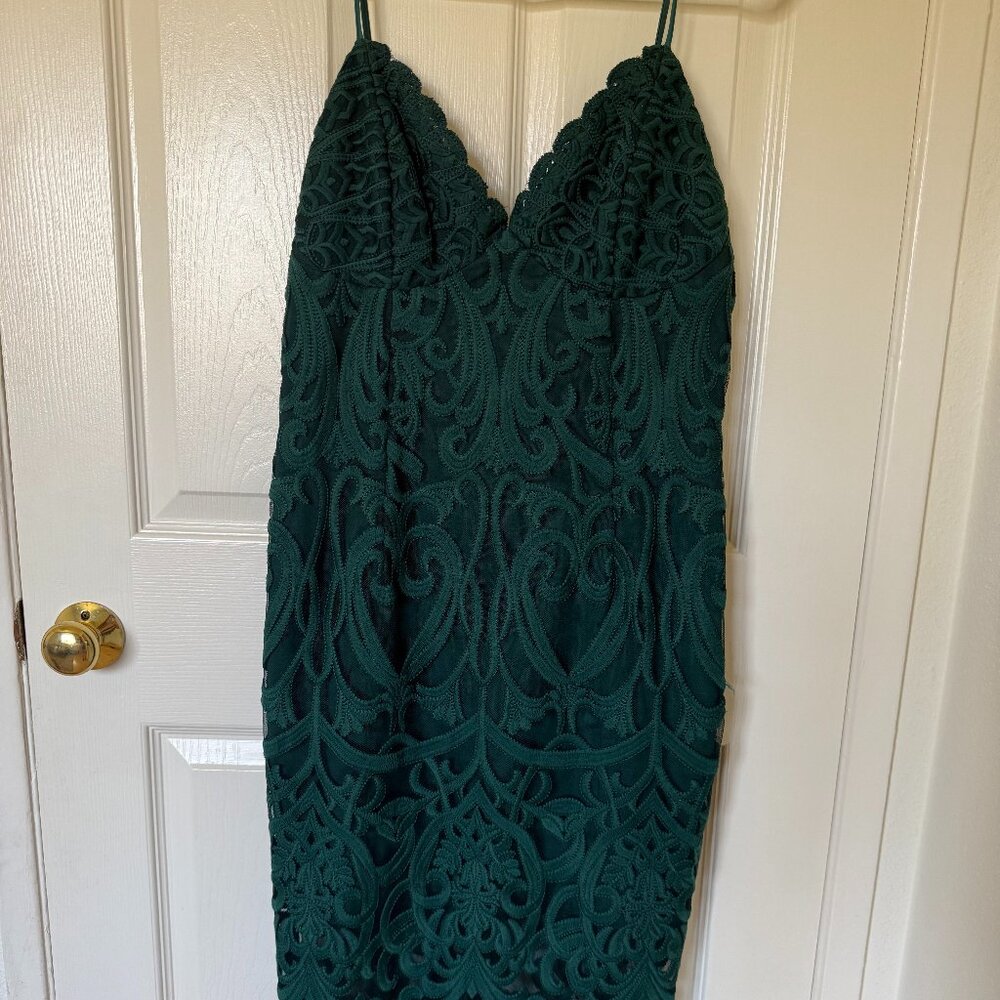 Emerald Green, Lace, Cocktail Dress